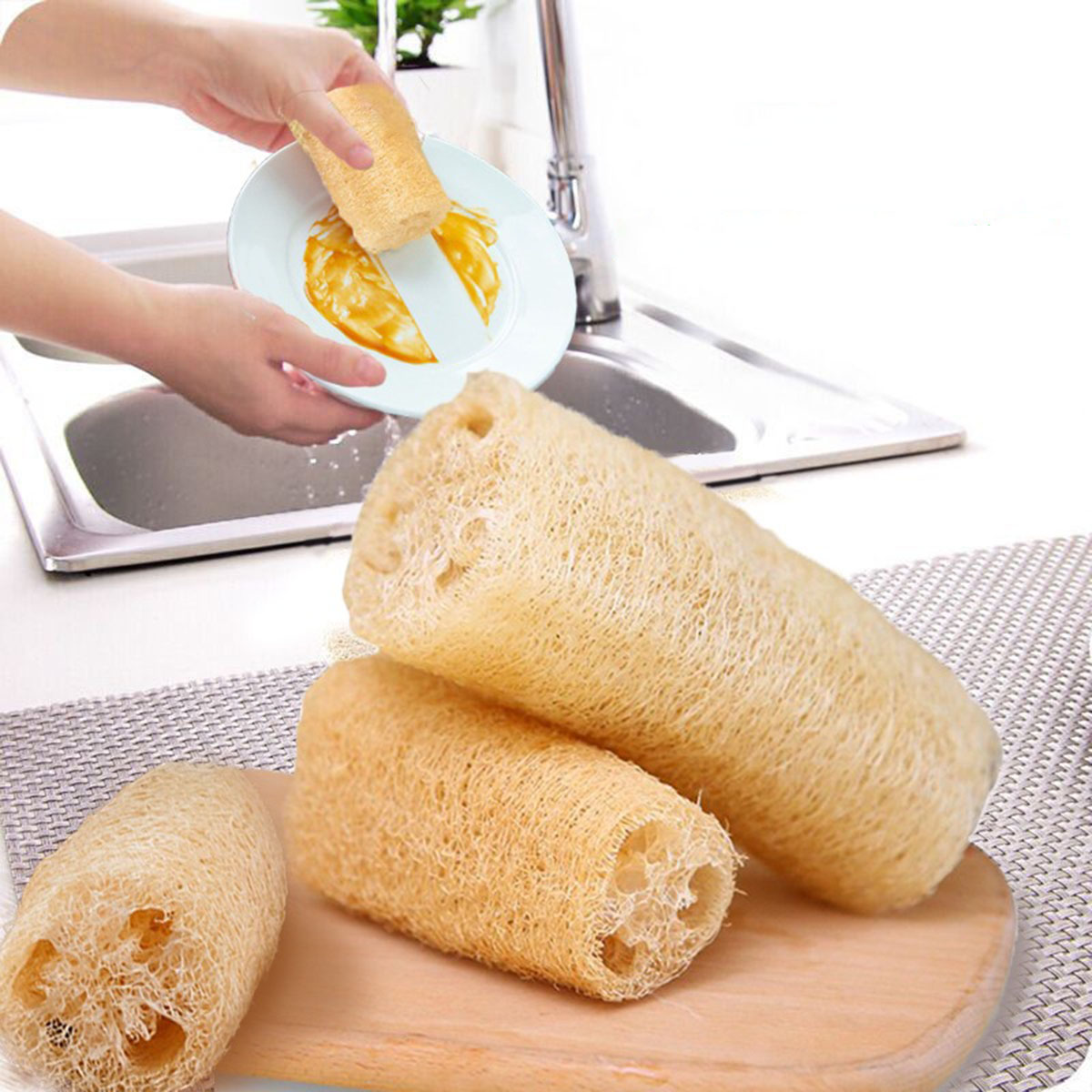Body Loofah Natural - 1 Pezzo Spugna Naturale Luffa Multiuso